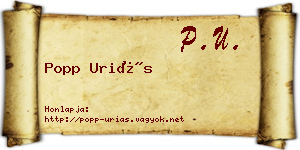 Popp Uriás névjegykártya